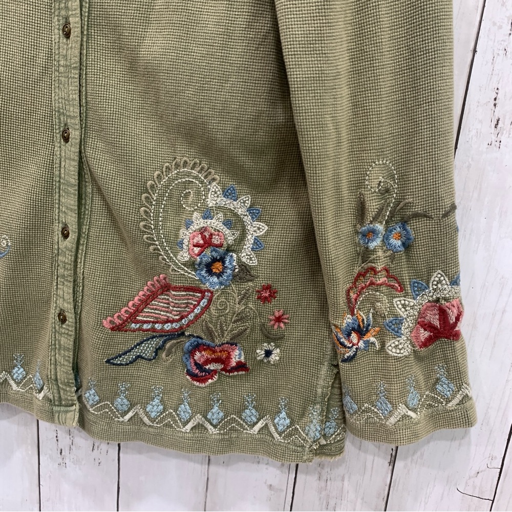 New Karyn Seo M Knit Tove Thermal Jacket Boho Embroidery Cardigan 100% Cotton - Picture 5 of 16